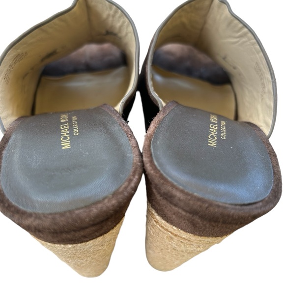 Michael Kors Collection Charlize Suede Wedge Mules Sandals Sz 9 / 39.5 - Picture 12 of 16